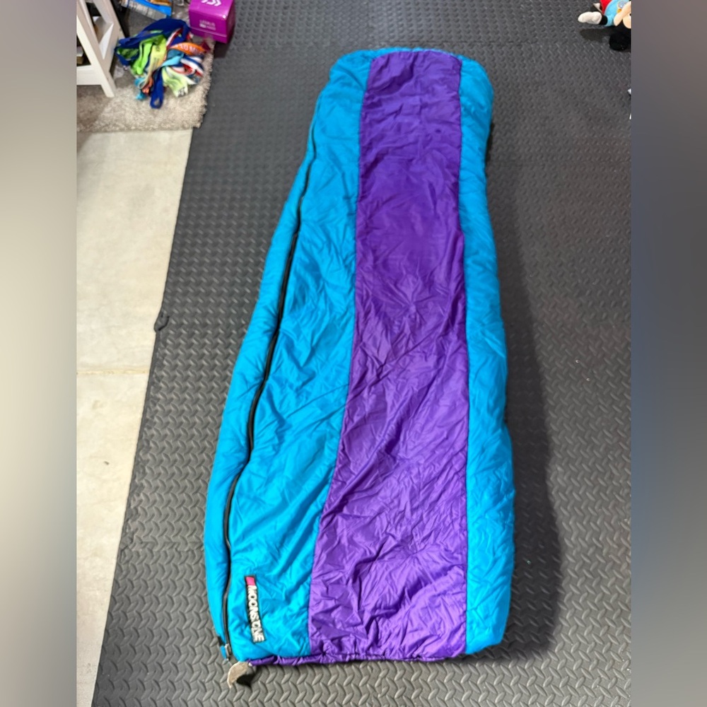 Moonstone Vintage Mummy Sleeping Bag Blue and Purple Camping
